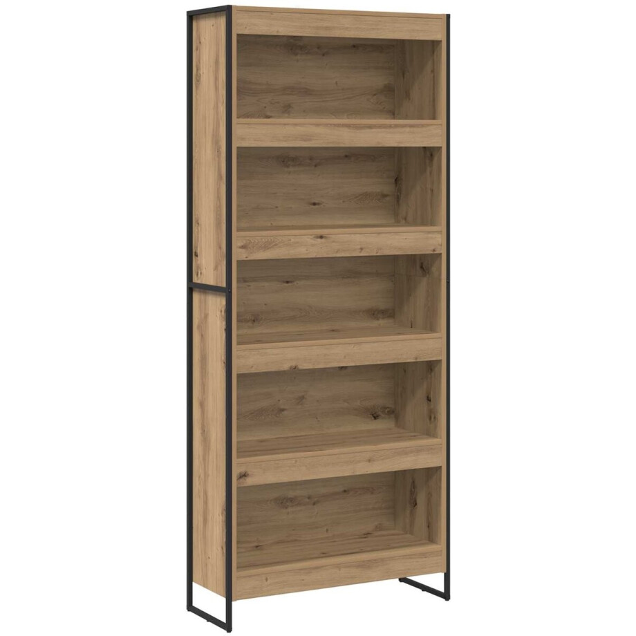 vidaXL - Boekenkast - 80 - x - 30 - x - 189,5 - cm - Bewerkt - hout - Ambachtelijk - Eiken afbeelding 1