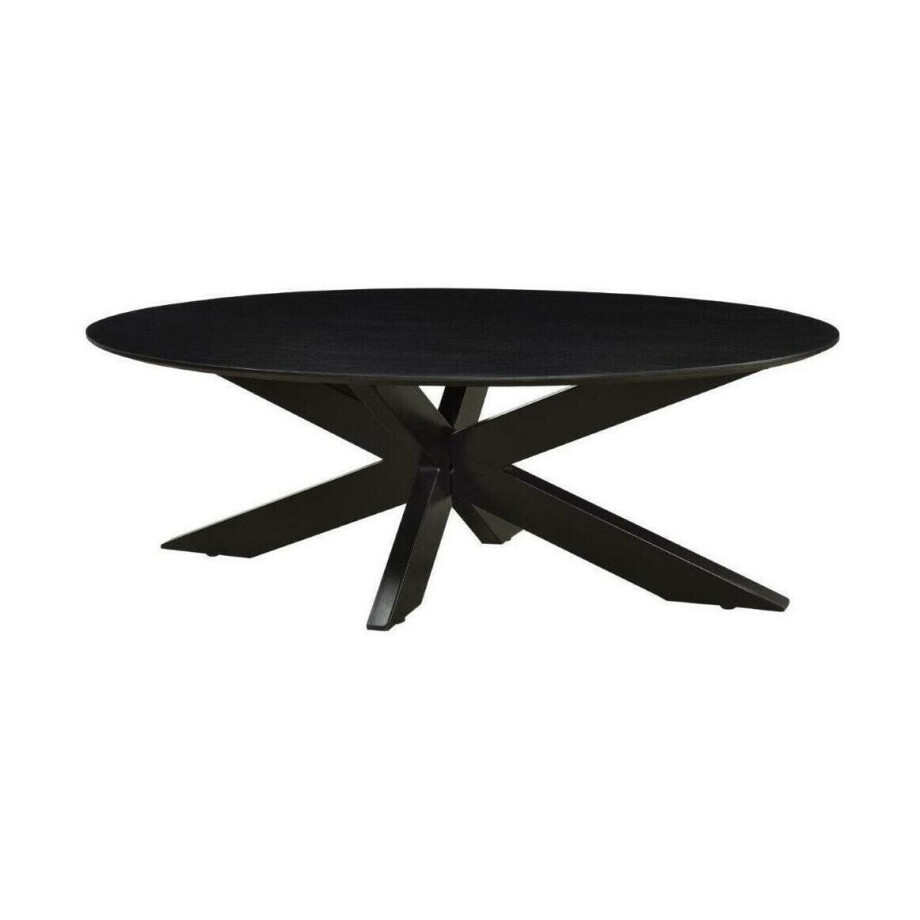 LivingFurn Ovale Salontafel 'Oslo' Mangohout, kleur Zwart, 130 cm afbeelding 1
