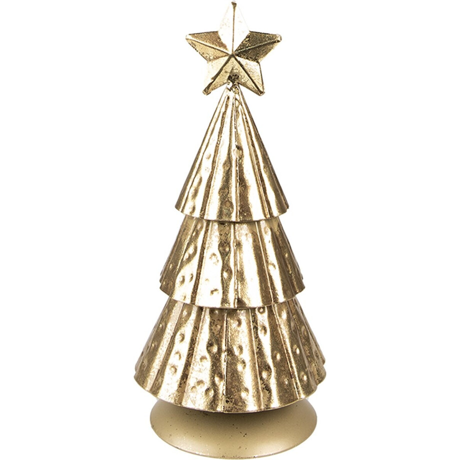 Clayre & Eef Kerstdecoratie Kerstboom 20 cm Goudkleurig IJzer afbeelding 1