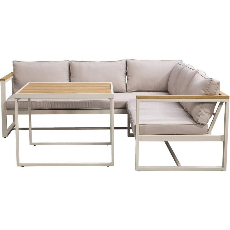 Leen Bakker - Lounge Dining Hoekset Sevilla - Zand/metaal - Metaal/Acaciahout - Beige - 80x215x78 Cm afbeelding 1