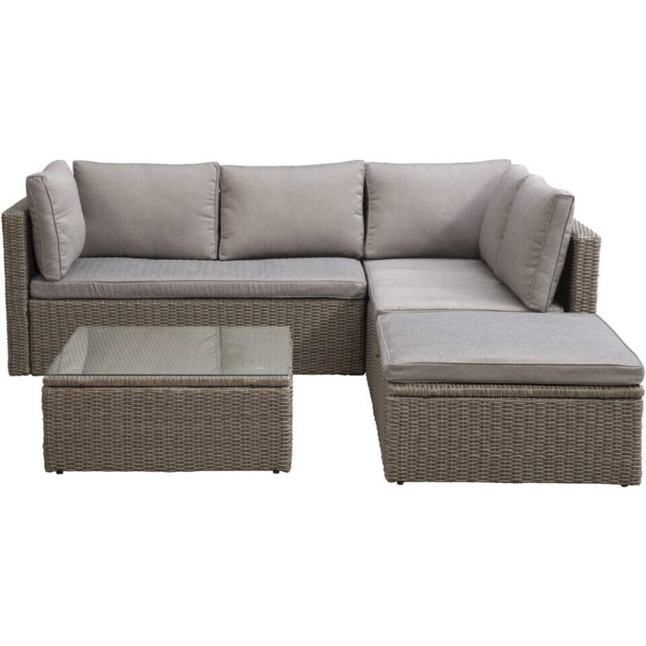 Leen Bakker - Loungeset Narbonne - Antraciet - Aluminium/Wicker - Grijs Leen Bakker - Loungeset Narbonne - Antraciet - Aluminium/Wicker - Grijs afbeelding 1