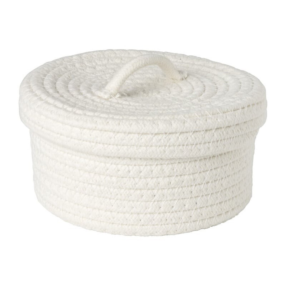 Mand met deksel Julia - wit - ø19x10 cm afbeelding 