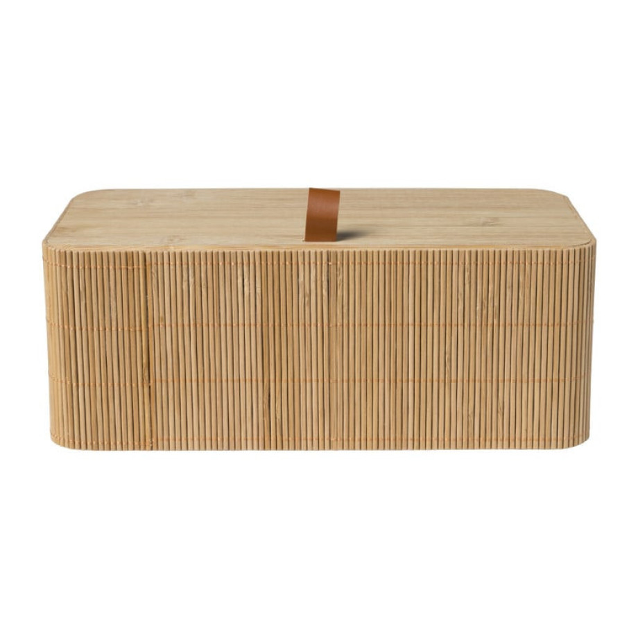 Bamboe kistje met deksel Jesse - 10x27x15.5 cm - naturel afbeelding 