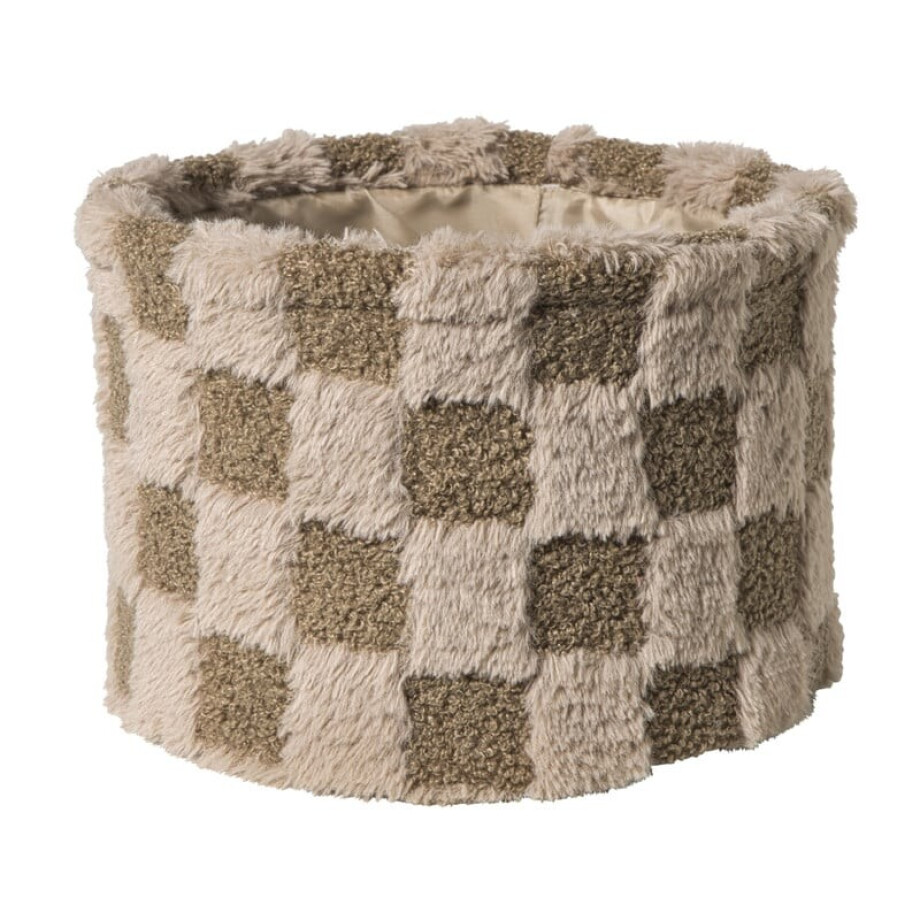 Mand geruit rond maat XL - bruin - ø24x18 cm Mand geruit rond maat XL - bruin - ø24x18 cm afbeelding