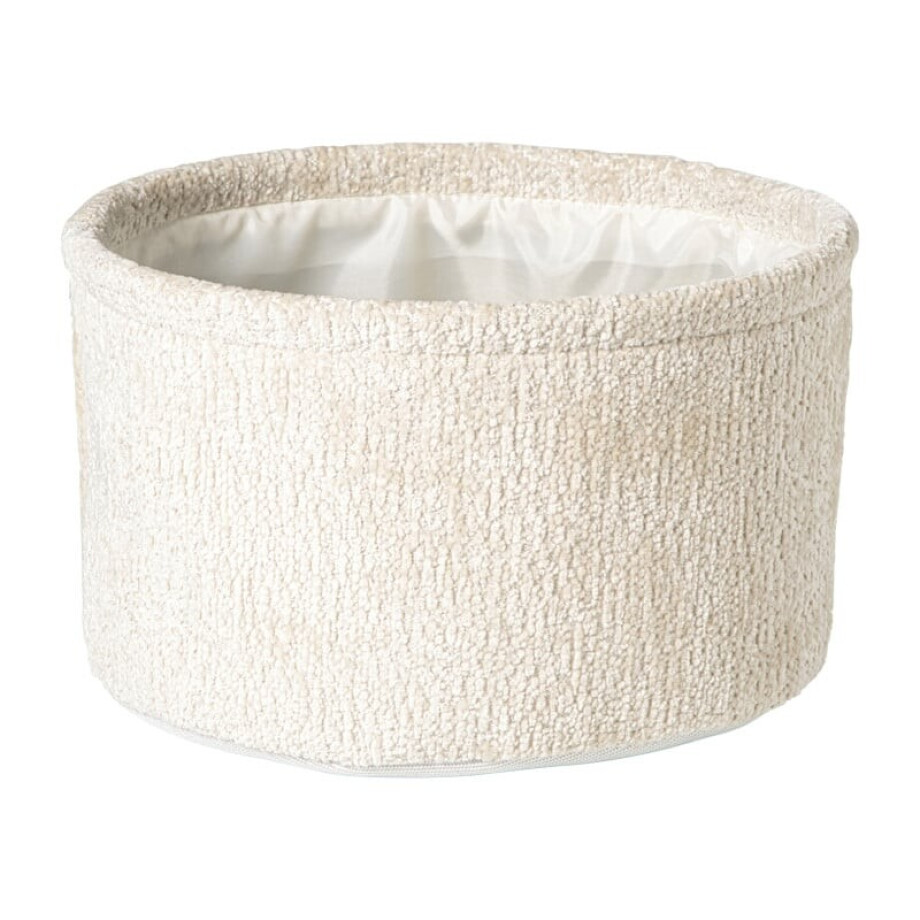 Mand chenille rond - wit - ø24x14 cm afbeelding 