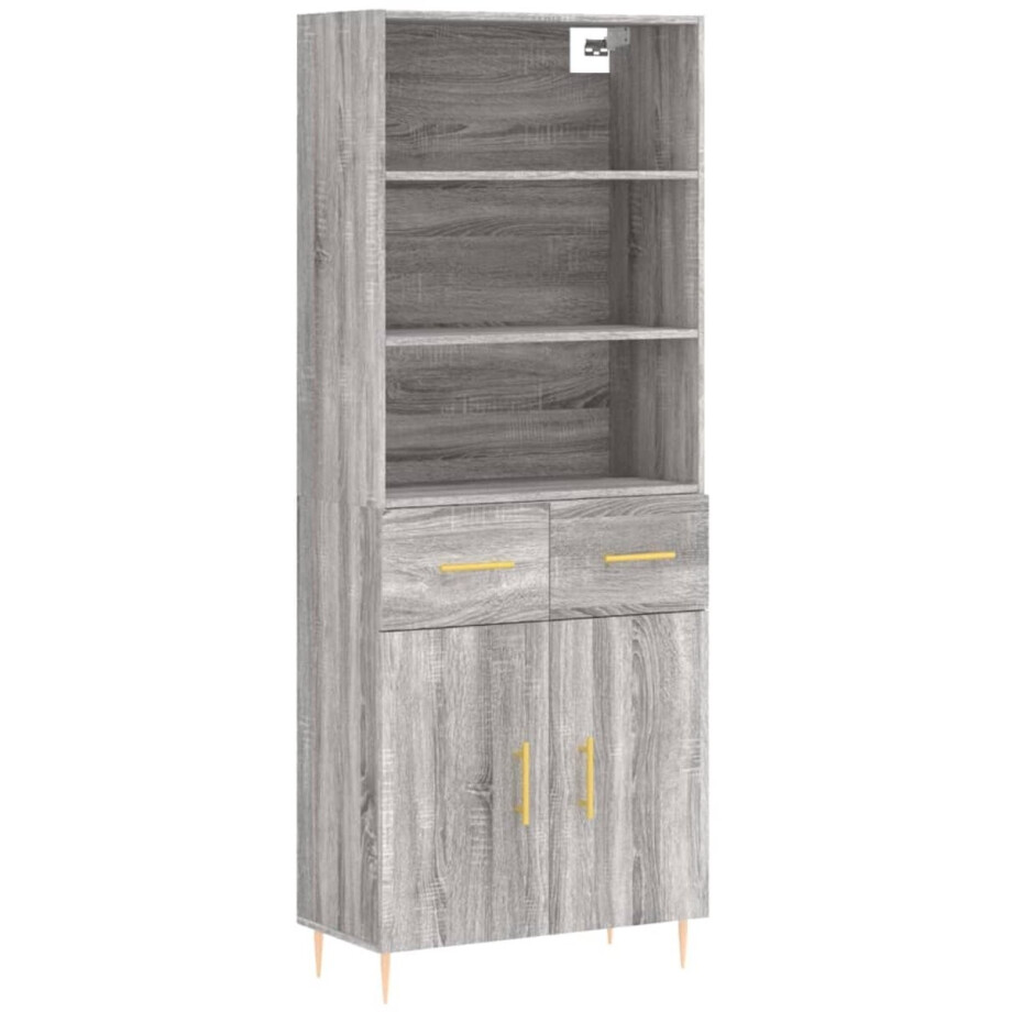 vidaXL Grijze Kast - Hoge Kast - Hoge kast 69,5x34x180 cm bewerkt hout grijs sonoma eikenkleurig - Houten Kast - Opslagoplossing - Woonkamermeubilair vidaXL Grijze Kast - Hoge Kast - Hoge kast 69,5x34x180 cm bewerkt hout grijs sonoma eikenkleurig - Houten Kast - Opslagoplossing - Woonkamermeubilair afbeelding 1
