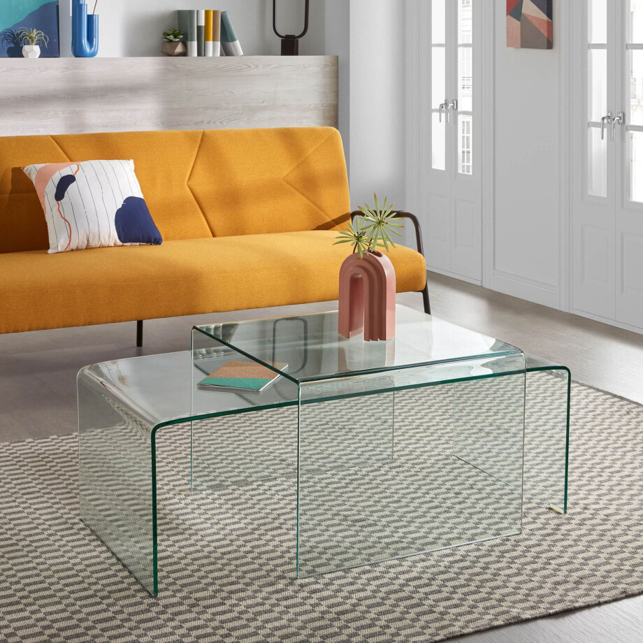 Kave Home Glazen Bijzettafel 'Burano', 60 x 60 cm afbeelding 