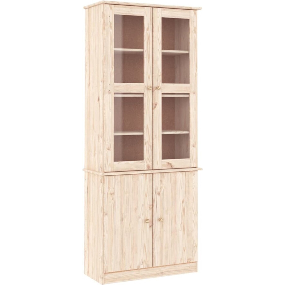 vidaXL - Vitrinekast - ALTA - 77x35x186,5 - cm - massief - grenenhout afbeelding 1