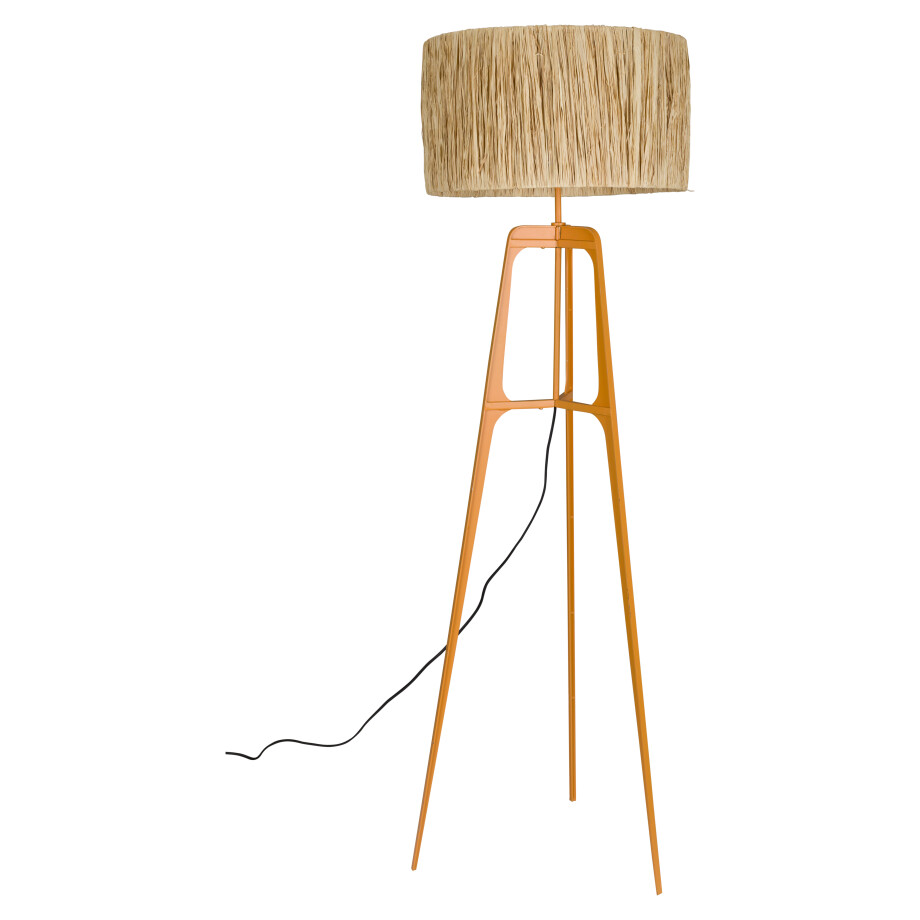 Dutchbone Vloerlamp 'Afra' Raffia, 157cm, kleur Oranje afbeelding 1