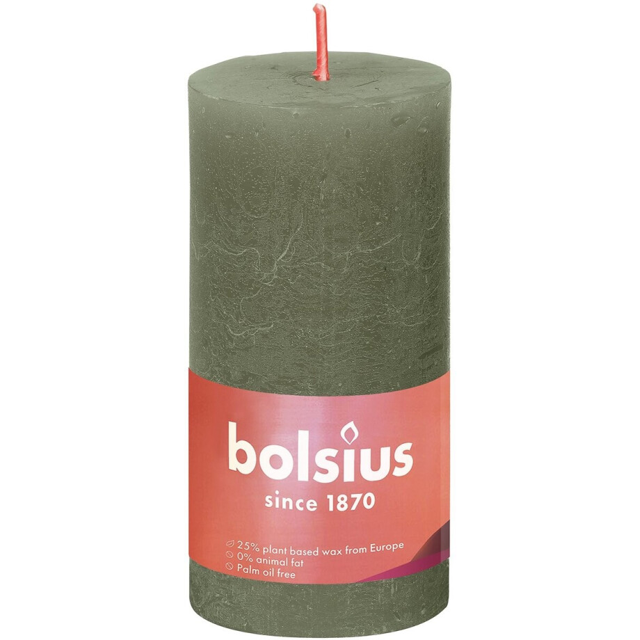 Bolsius Stompkaars Fresh Olive Ø50 mm - Hoogte 10 cm - Olijfgroen - 30 branduren Bolsius Stompkaars Fresh Olive Ø50 mm - Hoogte 10 cm - Olijfgroen - 30 branduren afbeelding 1