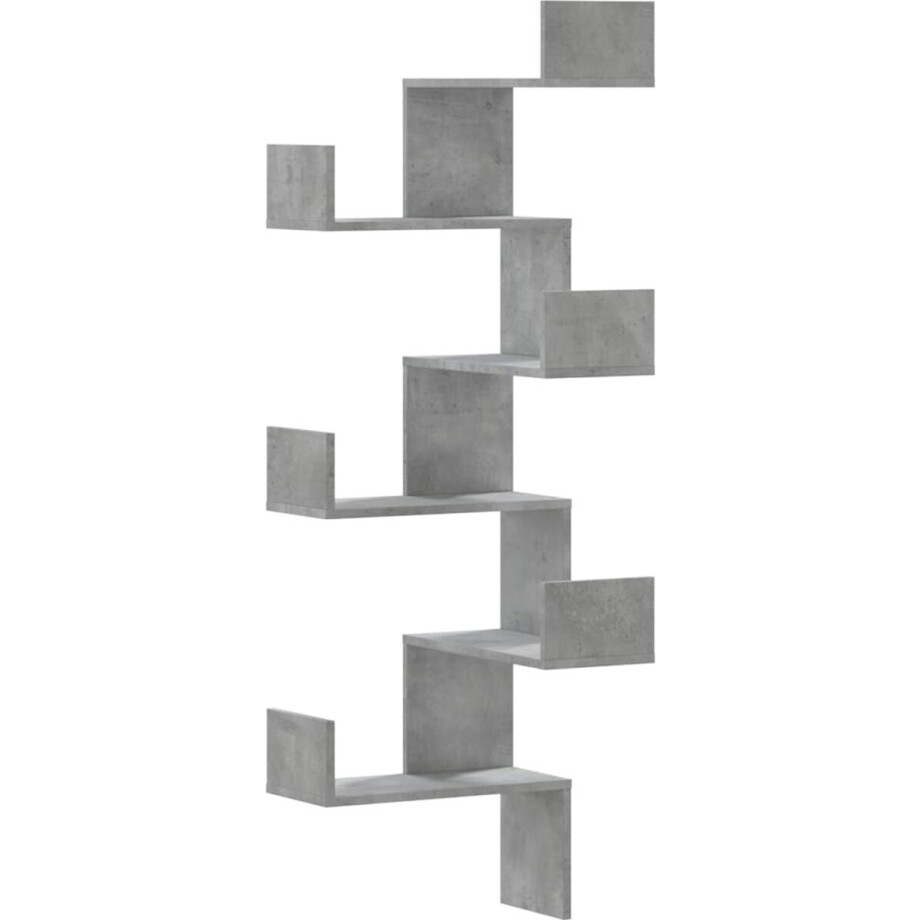 vidaXL - Hoekwandschap - 45x45x147 - cm - bewerkt - hout - betongrijs afbeelding 1