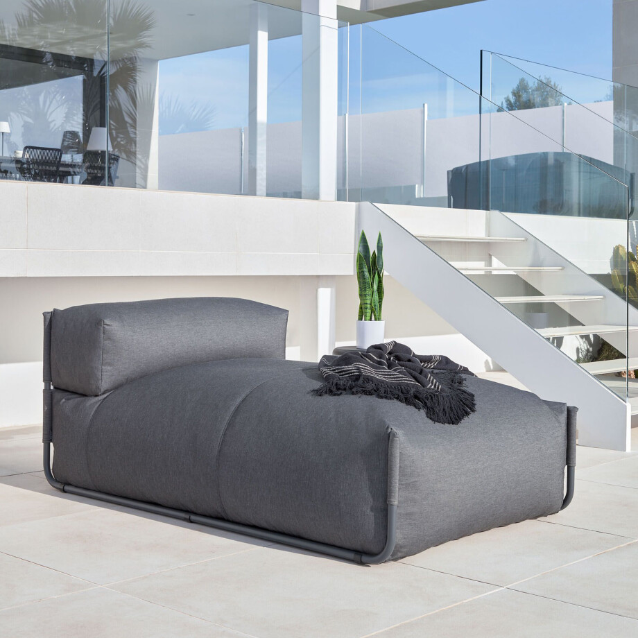 Kave Home Modulaire Outdoor Bank 'Square' Chaise Longue, kleur Donkergrijs Kave Home Modulaire Outdoor Bank 'Square' Chaise Longue, kleur Donkergrijs afbeelding 1