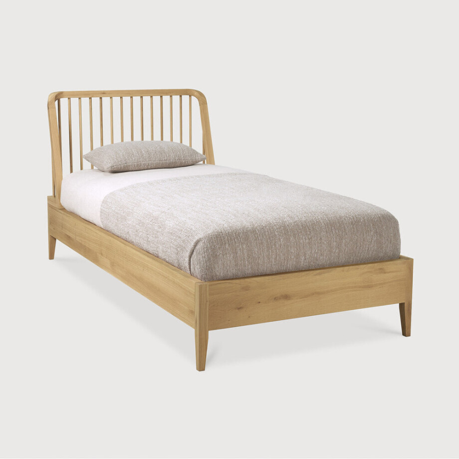 Ethnicraft Bed 'Spindle' Geolied Eikenhout, 90 x 200cm afbeelding 