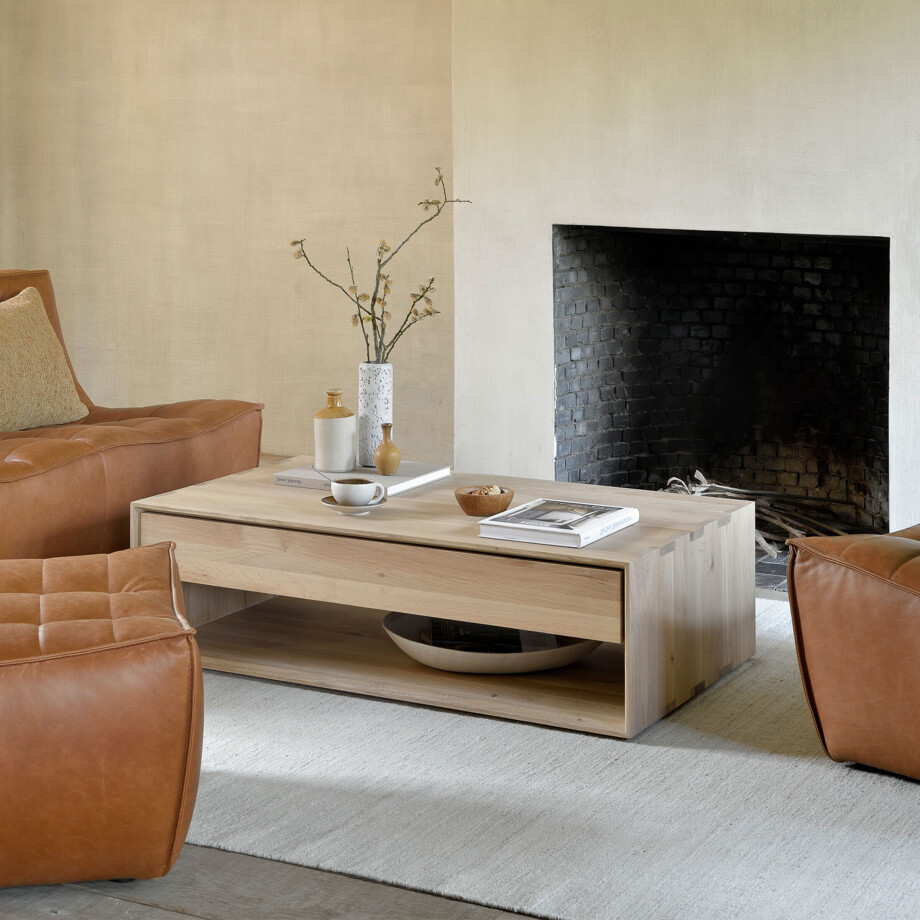 Ethnicraft Salontafel 'Nordic' Geolied Eikenhout, 120 x 70cm afbeelding 