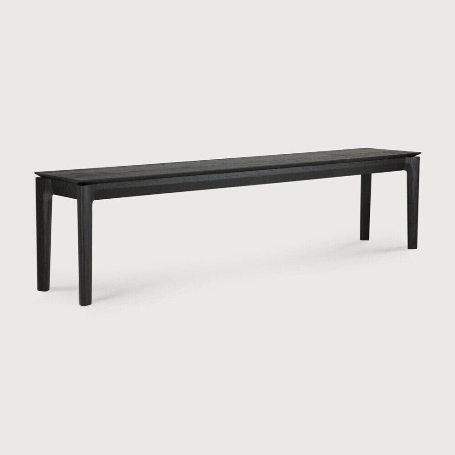Ethnicraft Eetkamerbank 'Bok' Gevernist Eikenhout, 186cm, kleur Zwart afbeelding 1