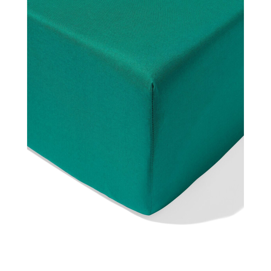 HEMA HEMA Hoeslaken 90x220cm Zacht Katoen Donkergroen (middengroen) afbeelding 1