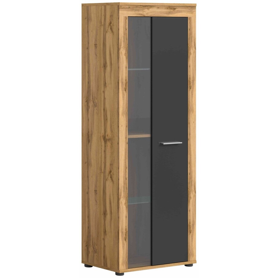 Jam vitrinekast grijs melamine Wotan eiken NB - 35x60x159cm afbeelding 1