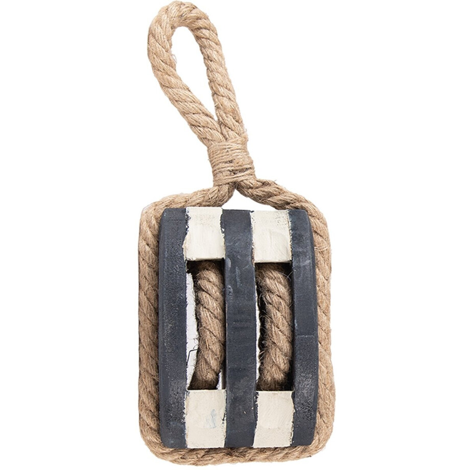 Clayre & Eef Decoratie Katrol 14x12x21/35 cm Zwart Hout afbeelding 1