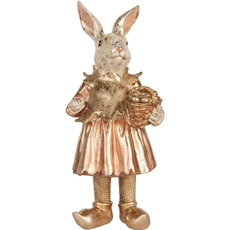 Clayre & Eef Decoratie Beeld Konijn 35 cm Beige Roze Kunststof afbeelding 1