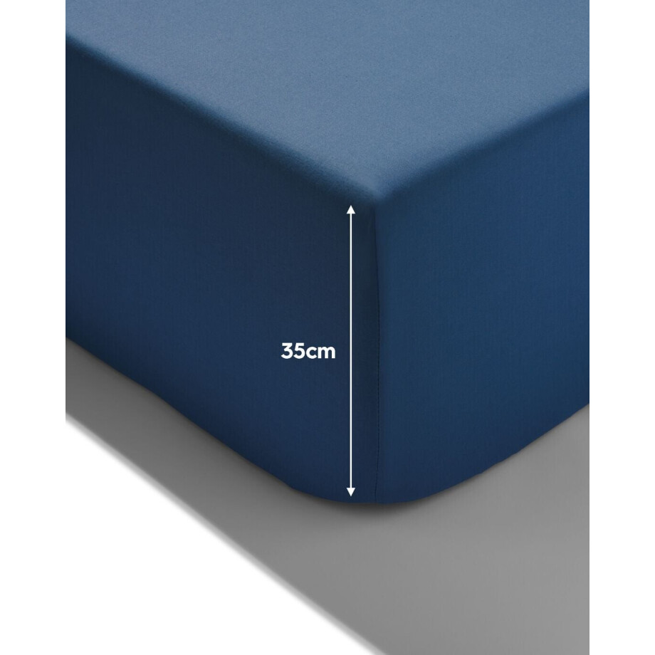 HEMA HEMA Boxspring Hoeslaken 180x220cm Zacht Katoen Blauw (blauw) afbeelding 1