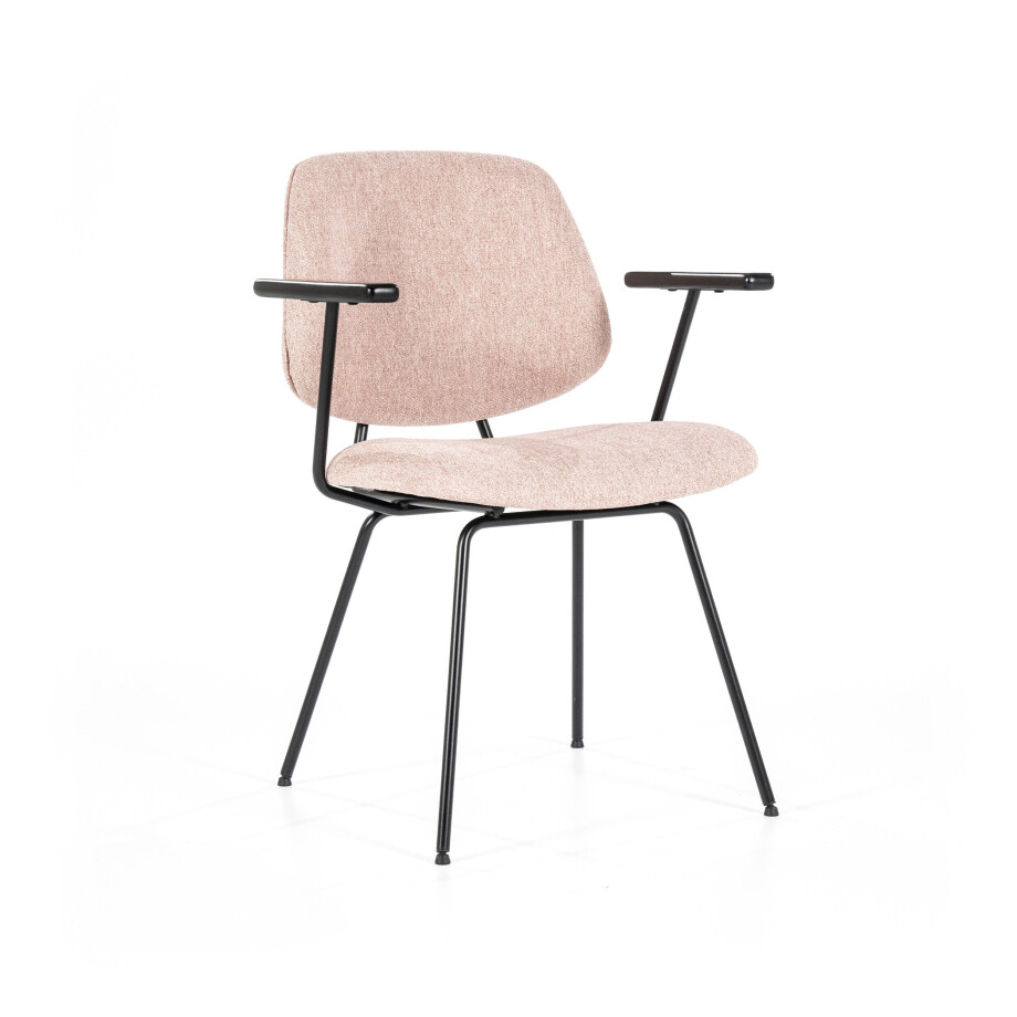 Eleonora Eetkamerstoel 'Lynn' met armleuning, kleur Roze Fletcher Eleonora Eetkamerstoel 'Lynn' met armleuning, kleur Roze Fletcher afbeelding 1