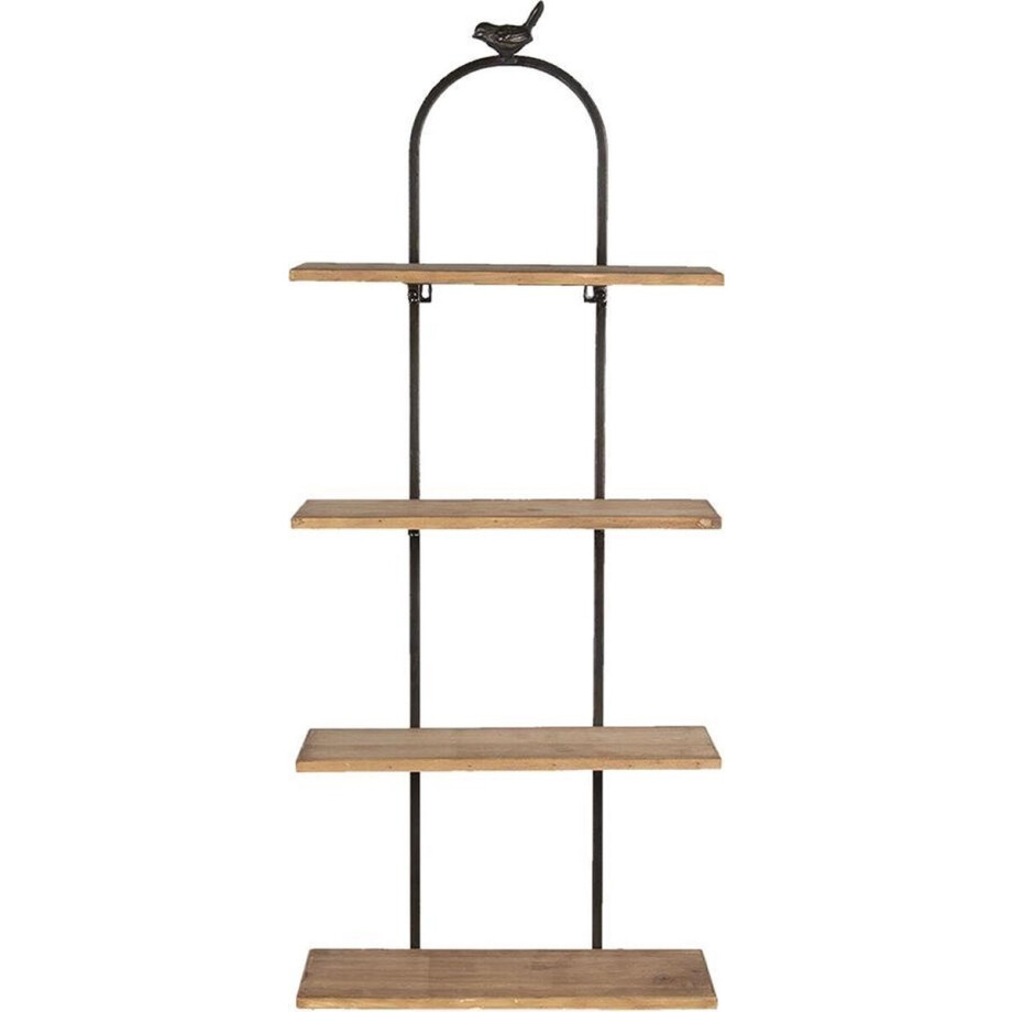 Clayre & Eef Wandrek 36x14x90 cm Bruin Hout Ijzer Rechthoek Wandplank Clayre & Eef Wandrek 36x14x90 cm Bruin Hout Ijzer Rechthoek Wandplank afbeelding 1