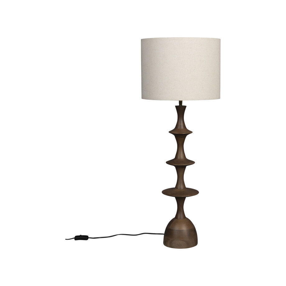 Dutchbone Tafellamp 'Cath' Mangohout en linnen Dutchbone Tafellamp 'Cath' Mangohout en linnen afbeelding