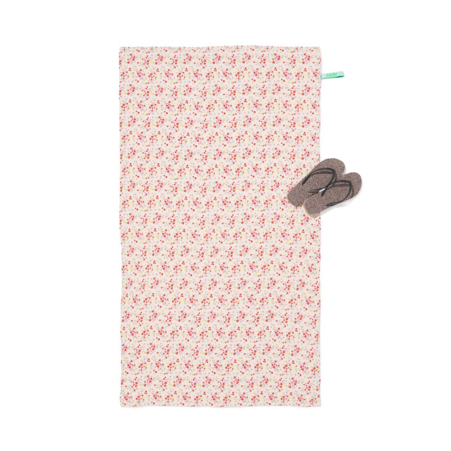 HEMA HEMA Kinderstrandlaken 80x140cm Mousseline Bloemen (beige) afbeelding 1