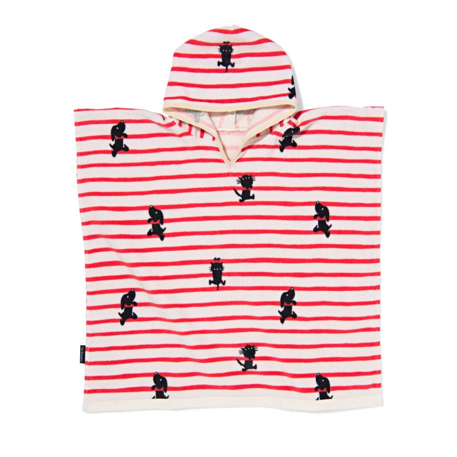 HEMA HEMA Takkie Kinderponcho 68x78cm Strepen (rood) HEMA HEMA Takkie Kinderponcho 68x78cm Strepen (rood) afbeelding 1