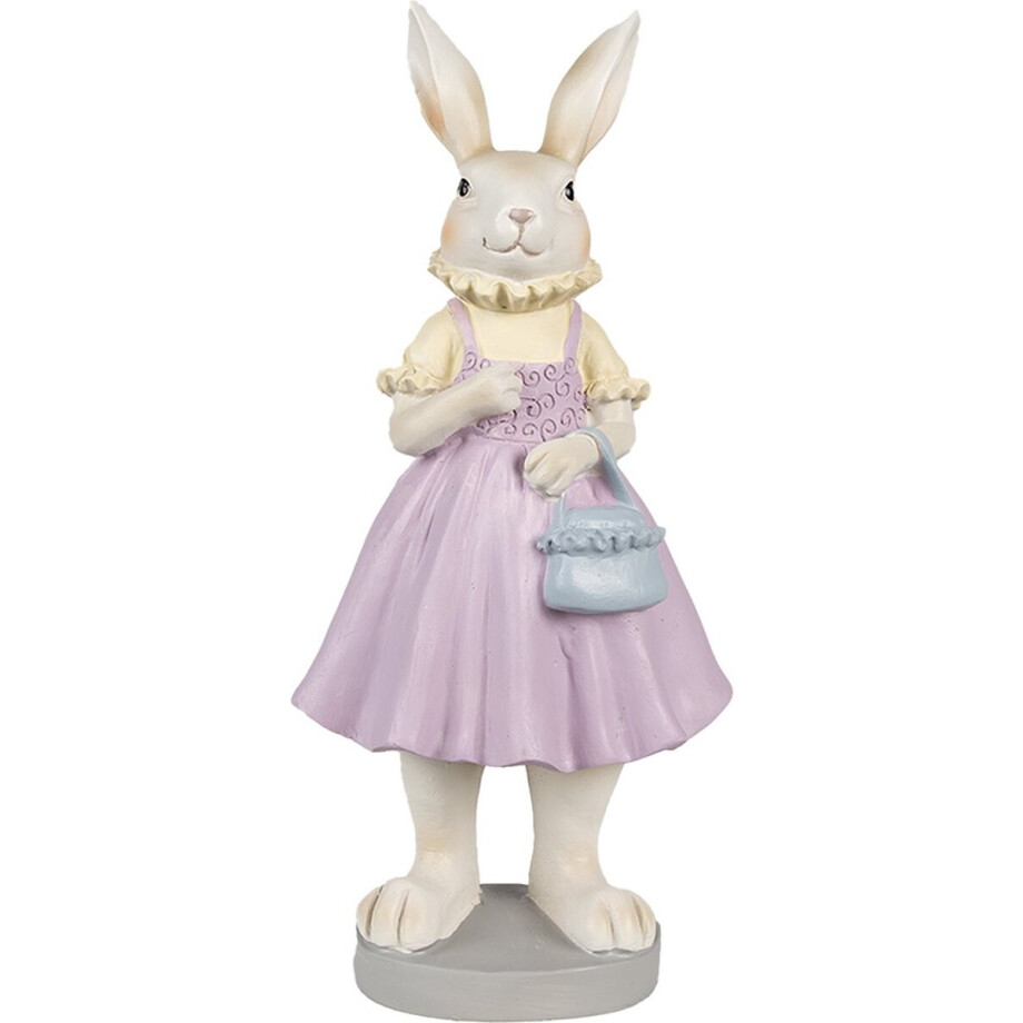 Clayre & Eef Beeld Konijn 12x10x27 cm Bruin Paars Polyresin afbeelding 1