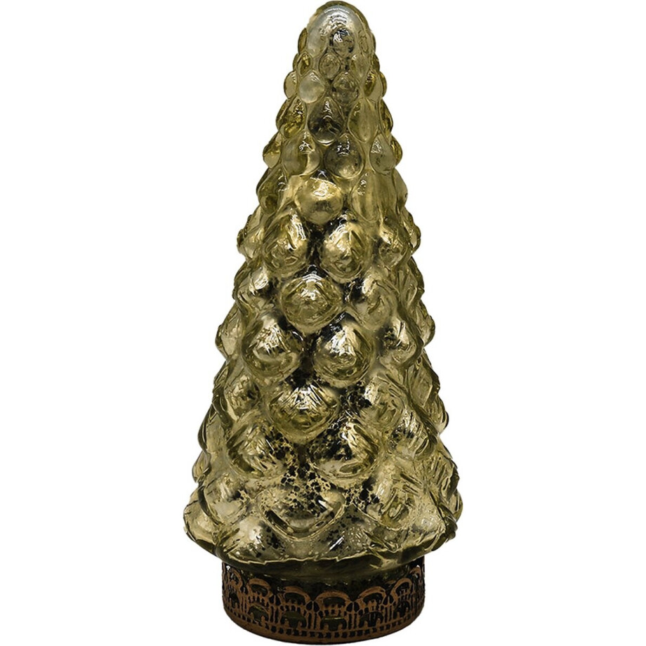 Clayre & Eef Kerstdecoratie met LED-verlichting Kerstboom Ø 8x16 cm Goudkleurig Glas Clayre & Eef Kerstdecoratie met LED-verlichting Kerstboom Ø 8x16 cm Goudkleurig Glas afbeelding 1