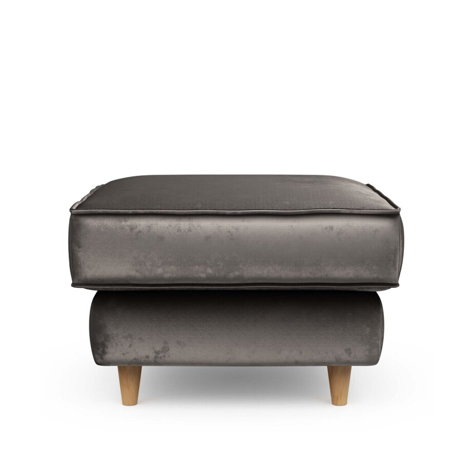 Rivièra Maison Hocker 'Kendall' Velvet, kleur Grimaldi Grey Rivièra Maison Hocker 'Kendall' Velvet, kleur Grimaldi Grey afbeelding 1