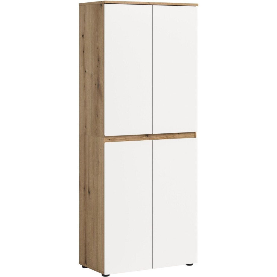 Praktische Universele Kast Wit-Eik - 7 Planken en Kleiderstang - 70x175x37 cm Praktische Universele Kast Wit-Eik - 7 Planken en Kleiderstang - 70x175x37 cm afbeelding 1