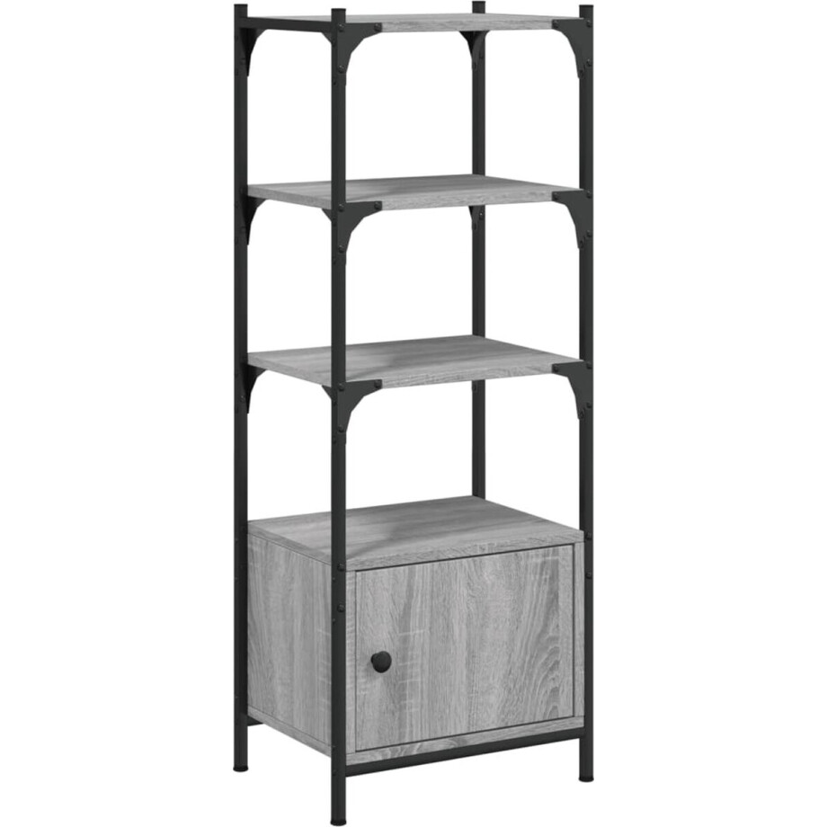 vidaXL - Boekenkast - 3-laags - 41x30x109,5 - cm - bewerkt - hout - grijs - sonoma afbeelding 1