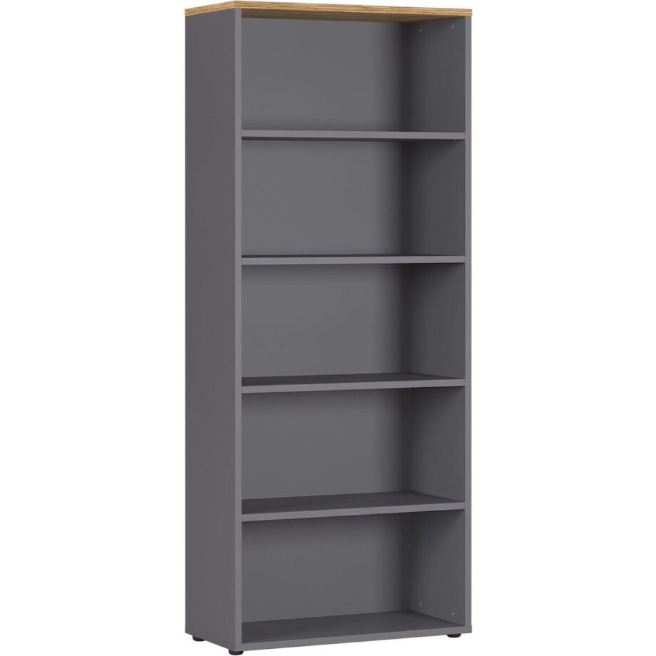 Hoge brede kantoorkast Ergonoma Eiken - Grafiet - Breedte 80 cm - Hoogte 197 cm - Diepte 40 cm - Met planken - Zonder deuren Hoge brede kantoorkast Ergonoma Eiken - Grafiet - Breedte 80 cm - Hoogte 197 cm - Diepte 40 cm - Met planken - Zonder deuren afbeelding 1