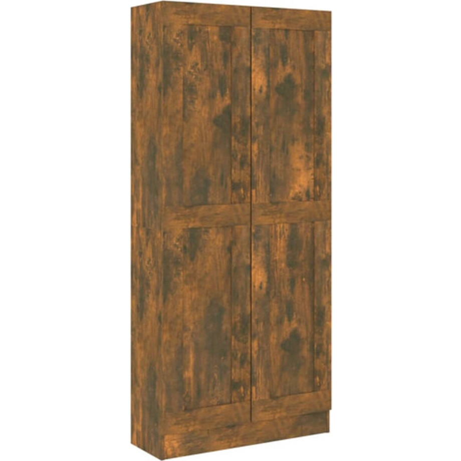 vidaXL - Boekenkast - 82,5x30,5x185,5 - cm - bewerkt - hout - gerookt - eikenkleurig afbeelding 1