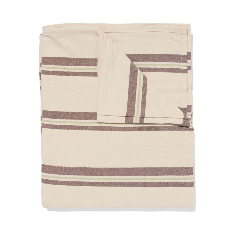 HEMA HEMA Tafelkleed XL 320x145cm Katoen Strepen Bruin (bruin) afbeelding 1