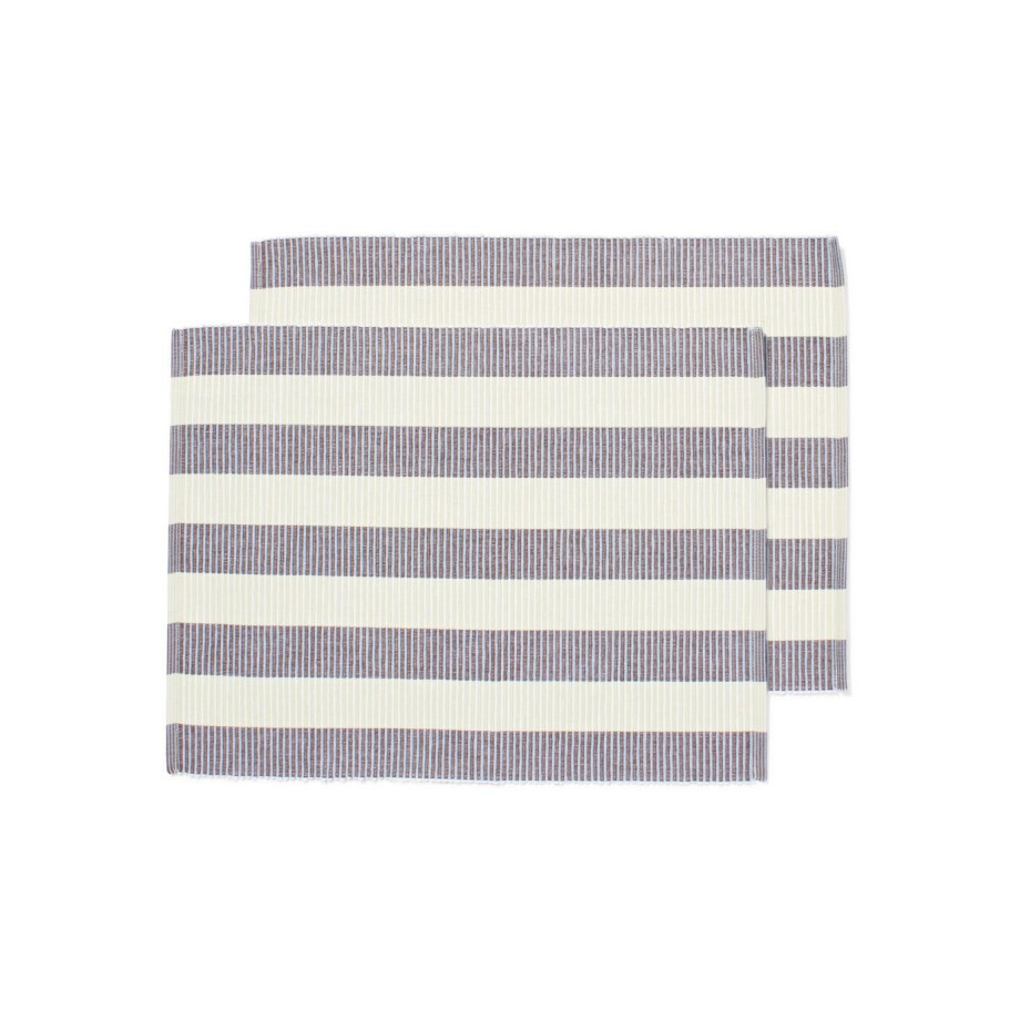 HEMA HEMA Placemats 35x45cm Katoen Strepen Blauw-bruin - 2 Stuks (blauw) afbeelding 1