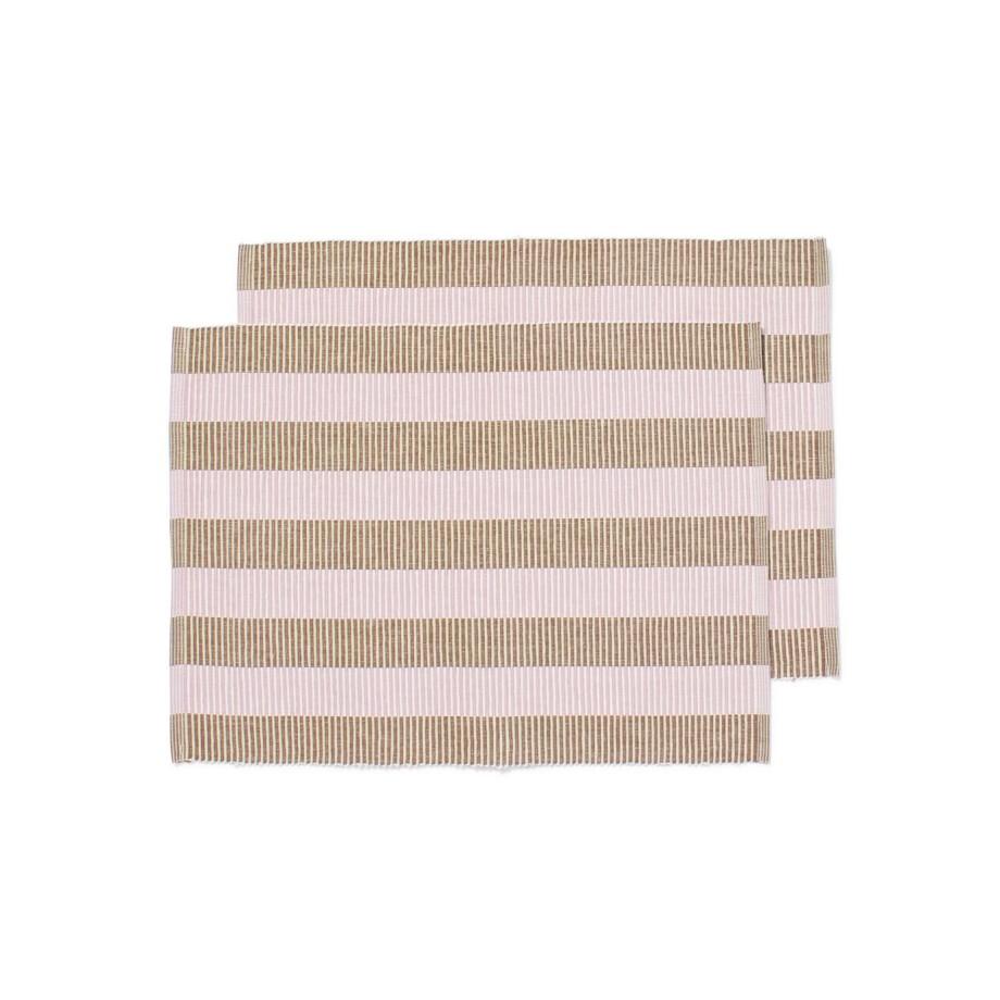 HEMA HEMA Placemats 45x35cm Katoen Strepen Roze-wit - 2 Stuks (roze) HEMA HEMA Placemats 45x35cm Katoen Strepen Roze-wit - 2 Stuks (roze) afbeelding 1