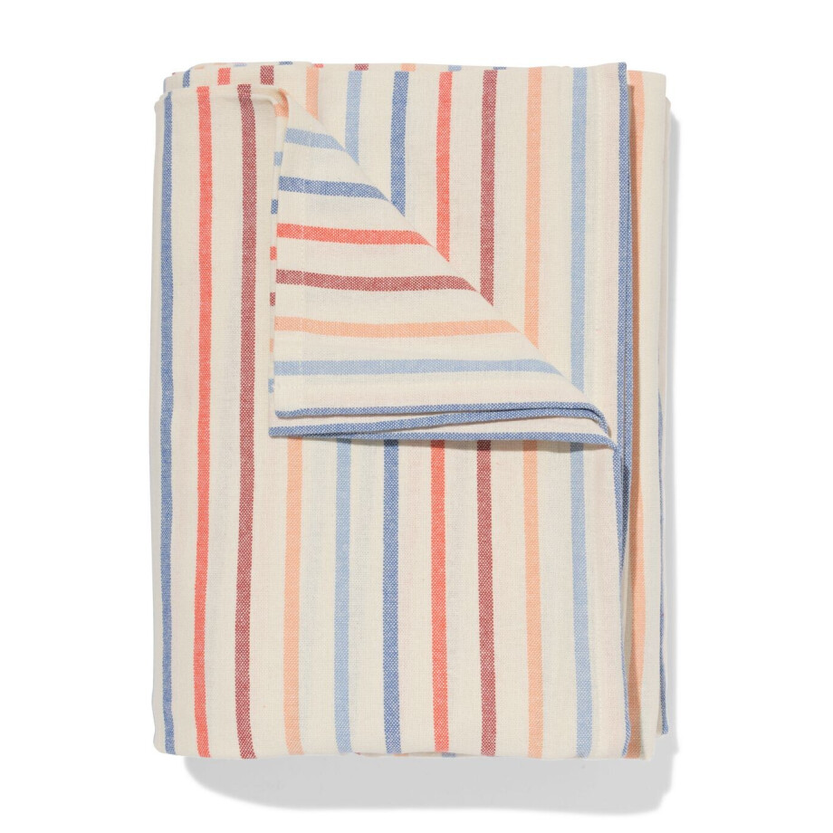 HEMA HEMA Tafelkleed XL 320x145cm Katoen Strepen Blauw-terra (multicolor) HEMA HEMA Tafelkleed XL 320x145cm Katoen Strepen Blauw-terra (multicolor) afbeelding 1