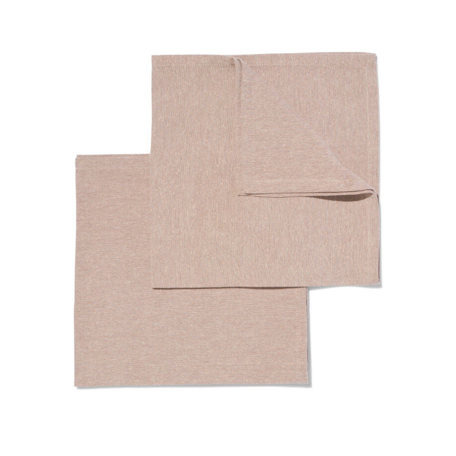 HEMA HEMA Servetten Beige Met Glitters Chambray Katoen 47x47 - 2 Stuks (zand) afbeelding 1