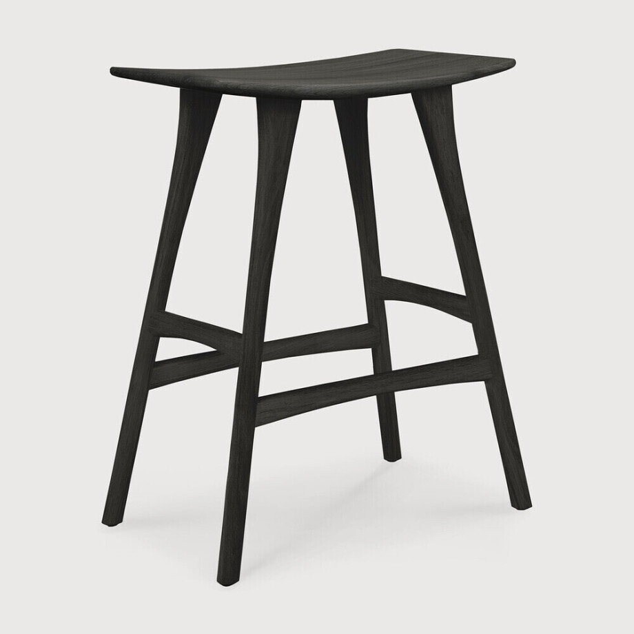 Ethnicraft Barkruk 'Osso' Gevernist Eikenhout, kleur Zwart (zithoogte 65cm) afbeelding 1