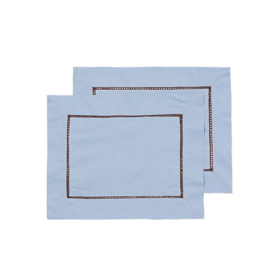 HEMA HEMA Placemats 45x35cm Katoen Broderie Blauw - 2 Stuks (blauw) HEMA HEMA Placemats 45x35cm Katoen Broderie Blauw - 2 Stuks (blauw) afbeelding 1