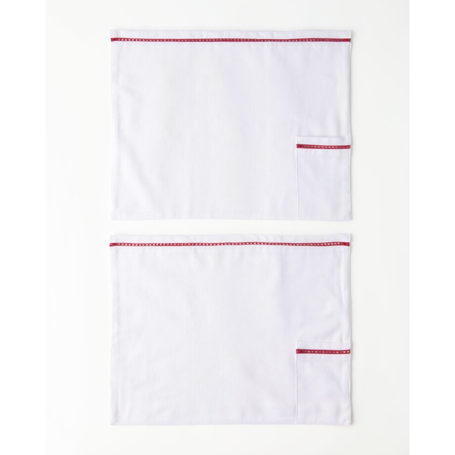 HEMA HEMA Placemats 45x35cm Katoen Met Insteekzakje - 2 Stuks (wit) afbeelding 1