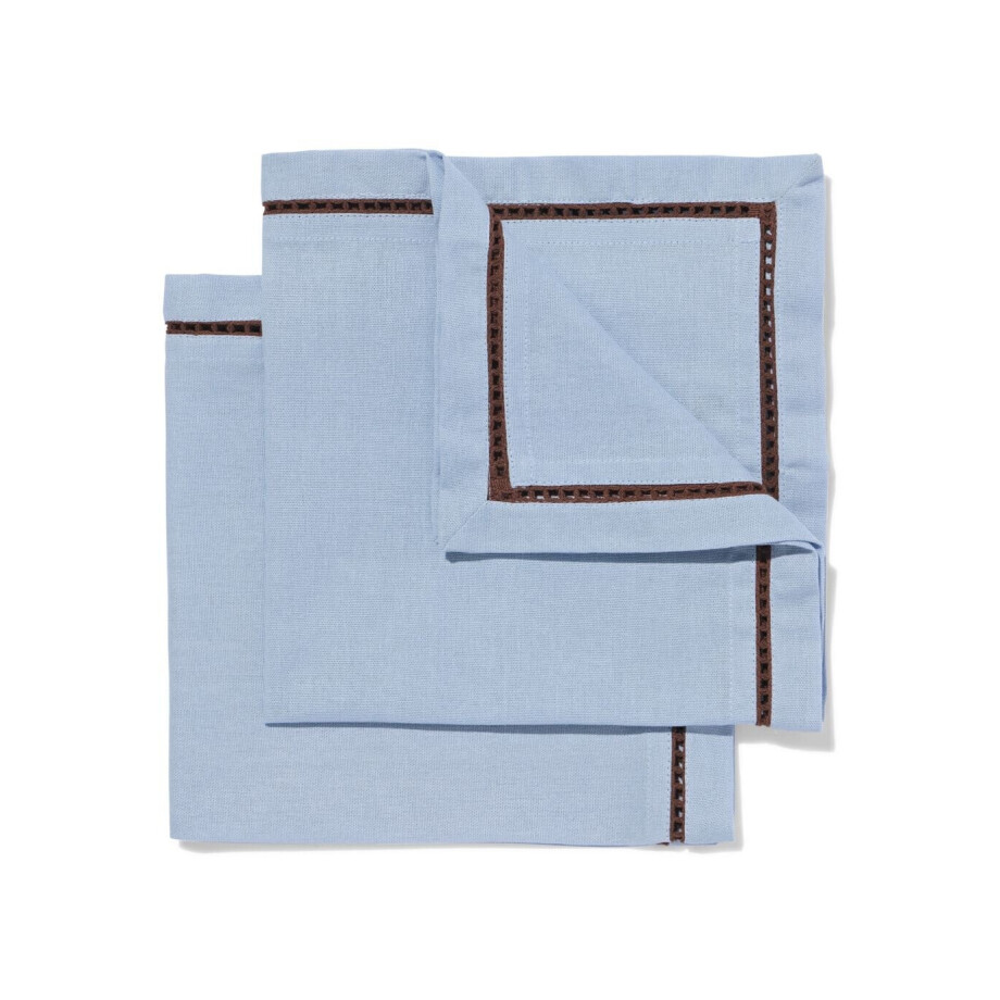 HEMA HEMA Servetten 47x47cm Katoen Blauw-bruin - 2 Stuks (blauw) afbeelding 1
