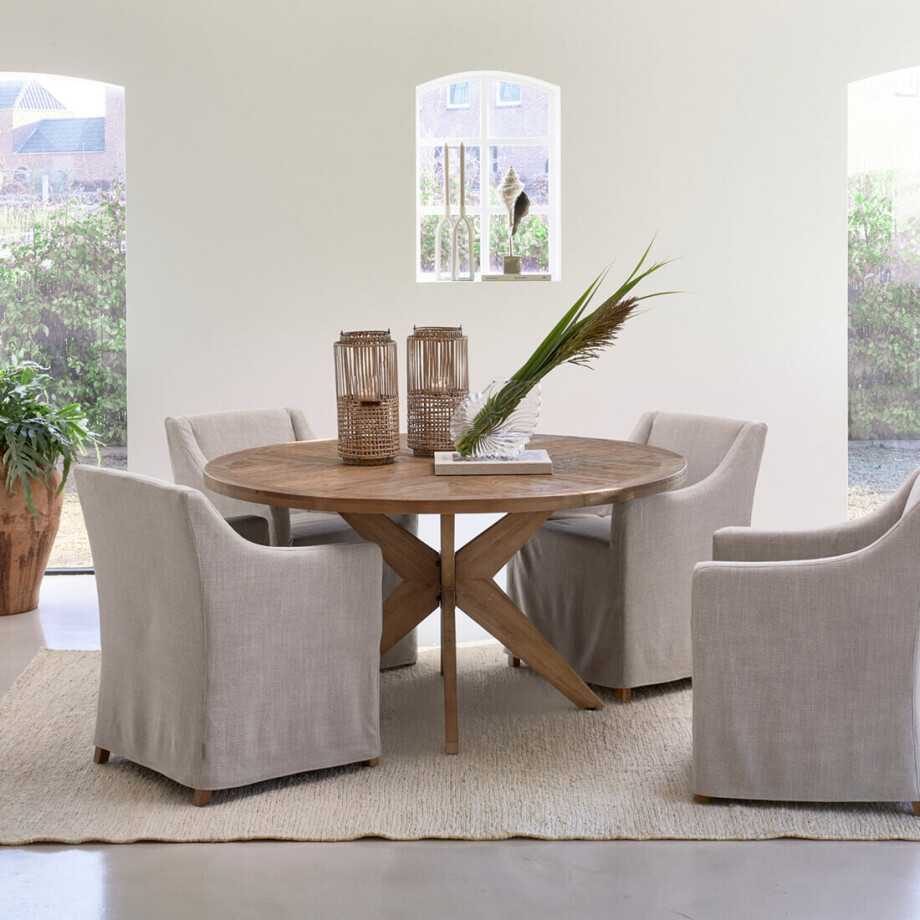 Rivièra Maison Ronde Eettafel 'Portland' Eikenhout, 150 cm, kleur Bruin afbeelding 1