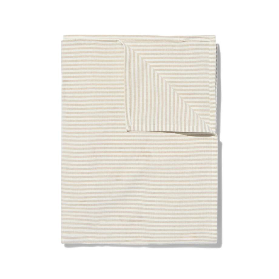 HEMA HEMA Tafelkleed Katoen 140x240 Beige Streep (zand) afbeelding 1