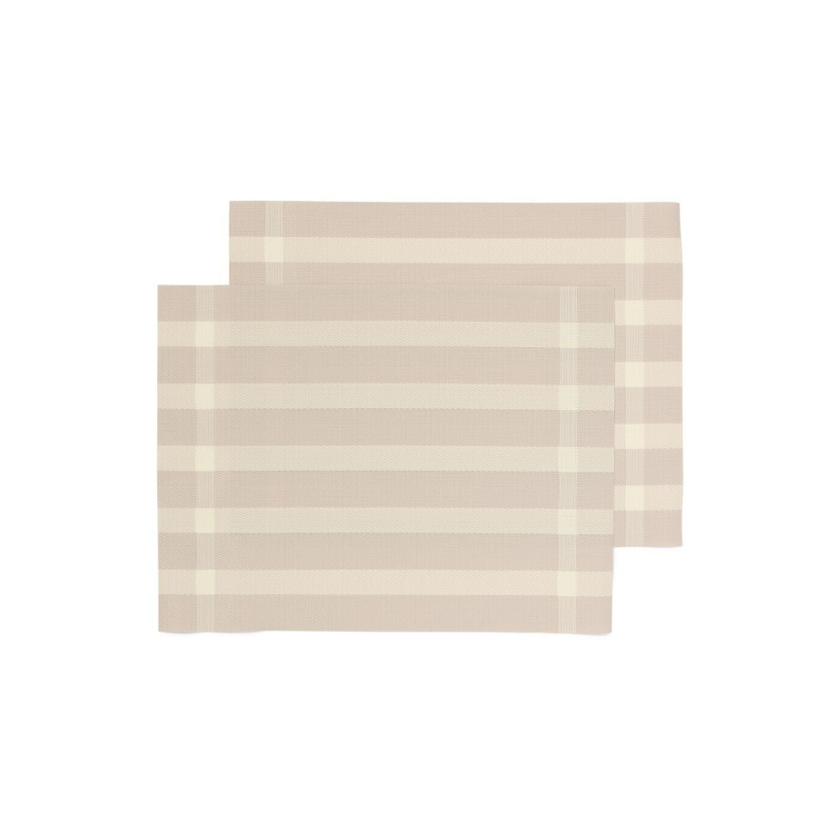 HEMA HEMA Placemats Geweven Plastic 35x45 Beige Met Strepen - 2 Stuks (zand) afbeelding 1