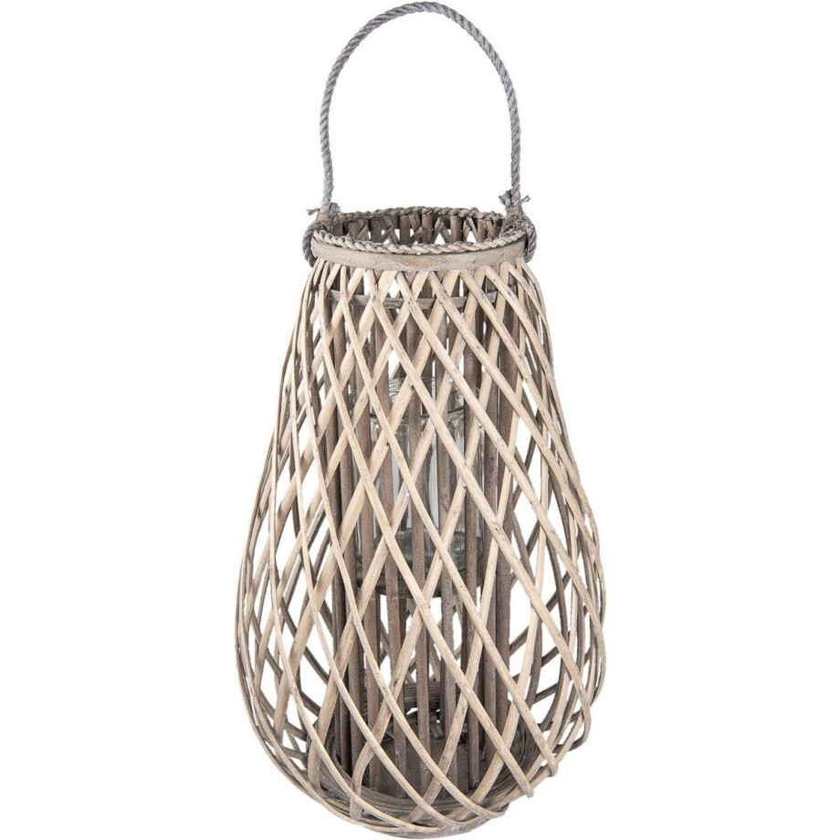 Clayre & Eef Windlicht Ø 38x60 cm Grijs Hout Clayre & Eef Windlicht Ø 38x60 cm Grijs Hout afbeelding 1