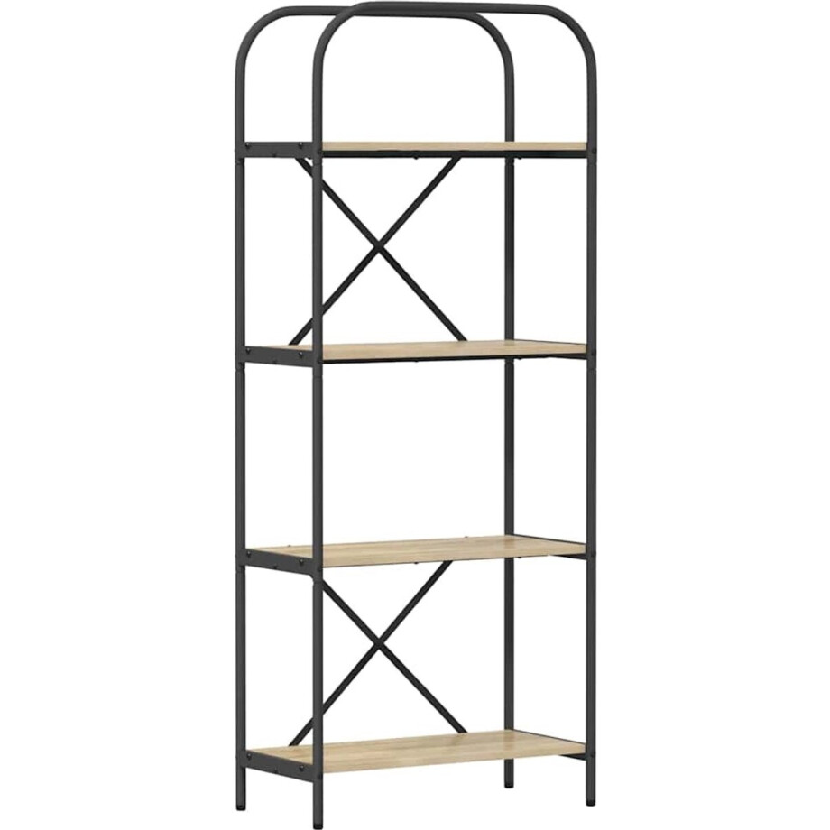 vidaXL - Boekenplank - 4-laags - 60 - x - 30 - x - 146 - cm - Bewerkt - hout - Sonoma - Eik afbeelding 1